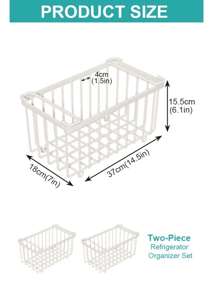 أوبتيا صناديق تنظيم الفريزر، عبوة من 2 قطعة، سلال فريزر قابلة للتكديس، لتصنيف اللحوم والأطعمة المجمدة - صناديق تنظيم الفريزر العميق مع مقابض للفريزر العمودي والصندوقي (أبيض) - Image 3